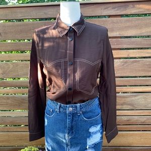 ZARA BUTTON UP w CONTRAST STITCHING